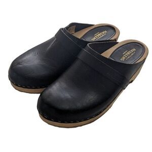 Swedish Hasbeens 37 Husband Clogs Black Mule